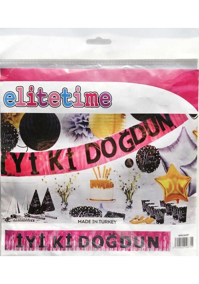 İyiki Doğdun Banner Püsküllü Metalize Pembe 200X22 Cm