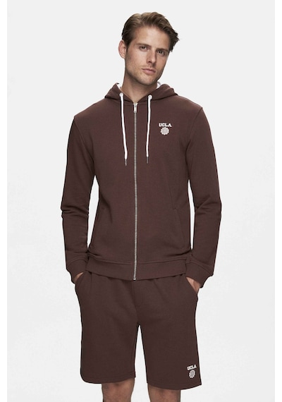Ucla Hılgard Koyu Kahve Kapüşonlu Ve Fermuarlı Baskılı Standard Fit Erkek Sweatshirt Koyu Kahve Ucla Hılgard Koyu Kahve Kapüşonlu Ve Fermuarlı Baskılı Standard Fit Erkek Sweatshirt Koyu Kahve