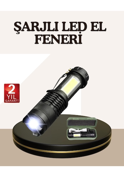Ceylan Adam Küçük Boy Şarjlı Led El Feneri Taşınabilir Klipsli Çok Renkli