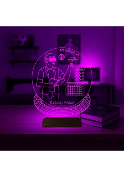 Luvivia Metaverse Bilgisayar Yazılımcı Kişiye Özel 3d Lamba - Masa Gece Lambası Şeffaf