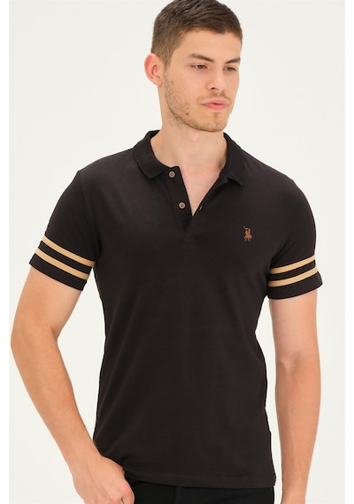 T8585 Dewberry Erkek T-shırt-siyah-camel Siyah-camel