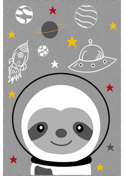 Gri Kaymaz Taban Uzay Temalı Astronotlu Çocuk Halısı Ar1031n11