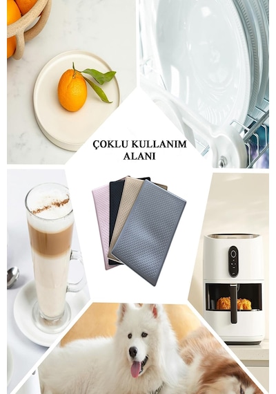 Çok Amaçlı Kaymaz Mat Mutfak, Banyo, Tezgâh Üstü Kullanım İçin 28x45 Cm Silikon Bej Diğer
