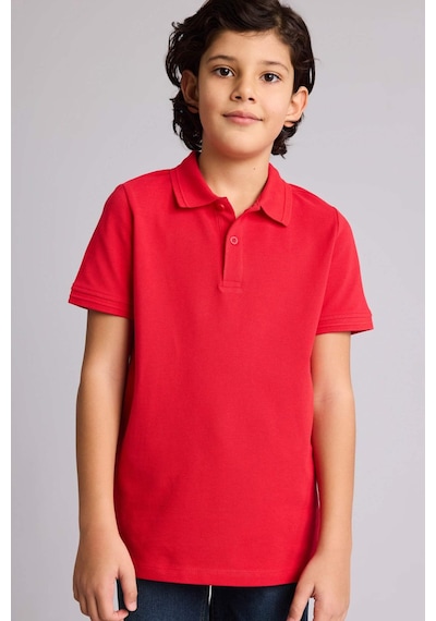Defacto Regular Fıt Polo Yaka Basıc Düz Pike Kısa Kollu Polo Tişört Erkek Çocuk K1689a626smrd282 Kırmızı-rd282