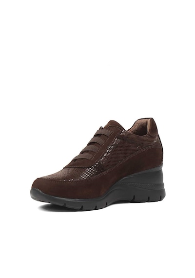 Kadın Kahverengi Dolgu Topuklu Nubuk Deri Sneaker Kahve Rengi