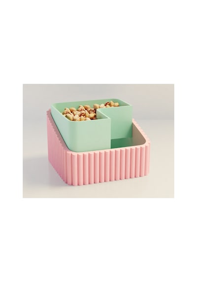 Alvera Fıstık Kasesi 3d Baskı Çift Hazneli Kabuk Ayırıcı Sunum Kasesi - Pembe Mint Mint Yeşili