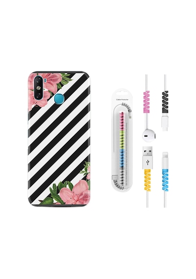Infinix Smart 4 Kılıf Kablo Koruyuculu Strip Flowers 2 1409