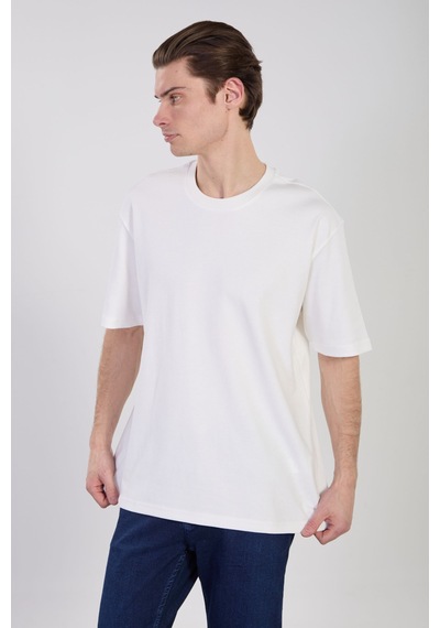 Barrels And Oıl Erkek Bisiklet Yaka Oversize T-shirt - Beyaz Beyaz