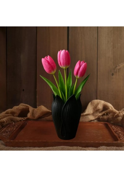 Lotus 3d Dekorati F Vazo 18 Cm Siyah