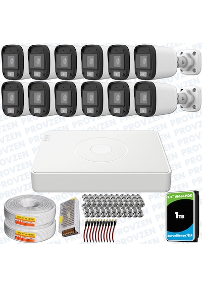Provzen Unv Full Hd 12 Kamera Renkli Gece Görüş Mikrofonlu Olay Anında Bildirim