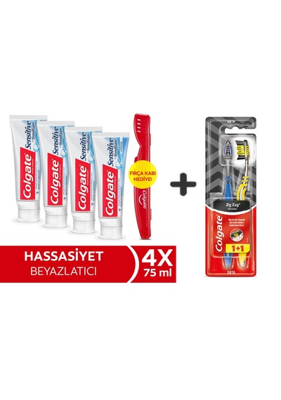 Colgate Sensitive Sensifoam Diş Macunu 75 Ml X 4 Adet + Zig Zag Charcoal 1+1 Orta Sert Diş Fırçası Hassasiyet