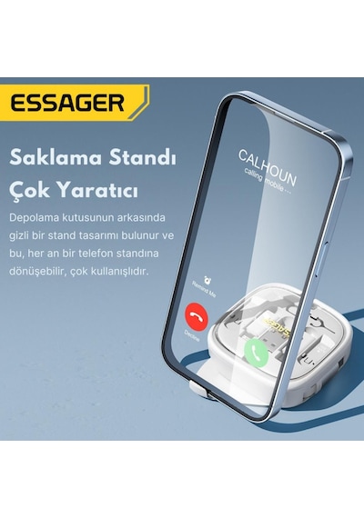 Essager 7in1 60w Çekilebilir Type C, Micro, Apple Uyumlu iPhone  Lightning Kablolu, Dönüştürücü, Sim Aparatlı Seyahat Seti