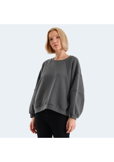 Slazenger VIA Kadın Oversıze Koyu Gri Sweatshirt