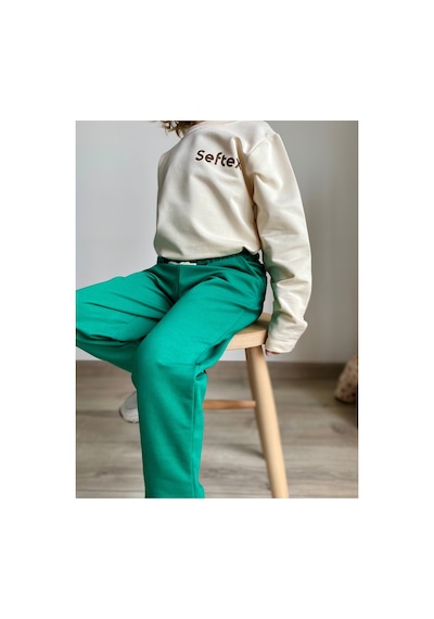 Heyadventure Erkek / Kız Çocuk Jogger Eşofman Altı Cepli Paçası Kaşkorseli Yeşil Yeşil