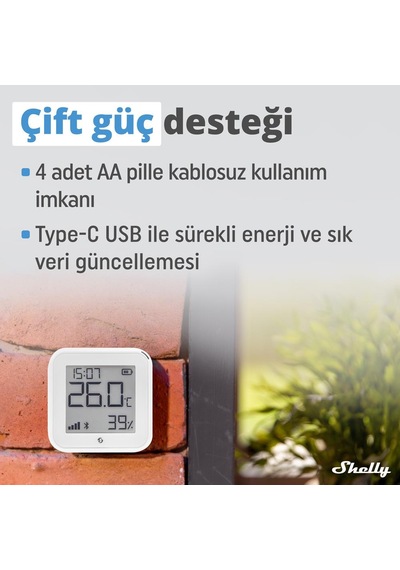 Shelly H&t Gen3 Wifi Sıcaklık Ve Nem Sensörü Beyaz