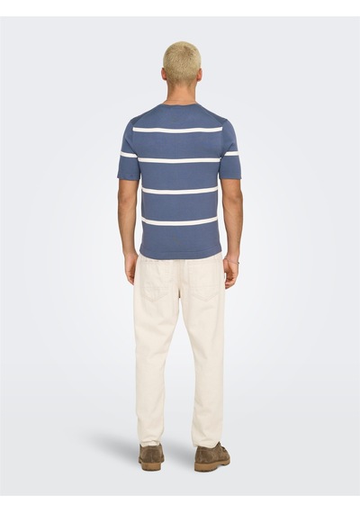 Only & Sons Onswyler Lıfe Reg 14 Ss Strıped Knıt Erkek Mavi Kazak - Os22032764 Mavi