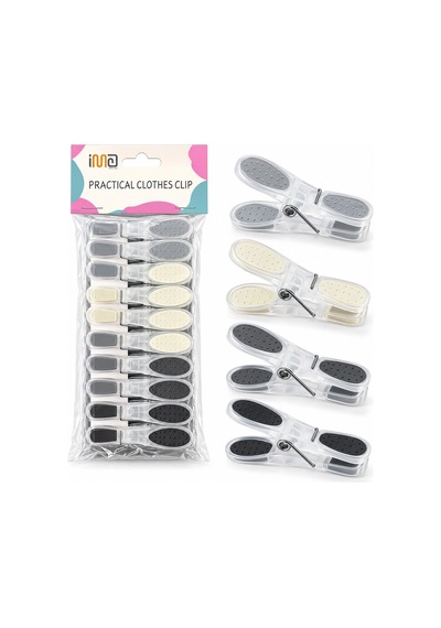 Renkli Silikon Ağız - Bas-aç Şeffaf Plastik Mandal 5047 Gümüş