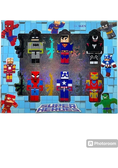 Süper Heroes Minecraft Batman Superman Venom Spiderman Captan Amerika Iron Man 11 Parça Oyuncak