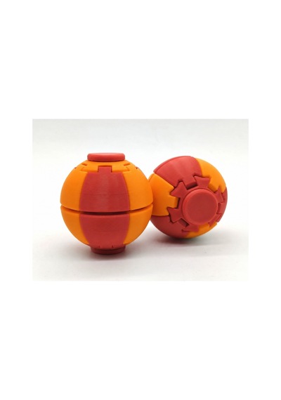 Alvera Press Küresi 3d Baskı Dönüşen Mekanik Fidget Stres Oyuncağı-kırmızı-turuncu