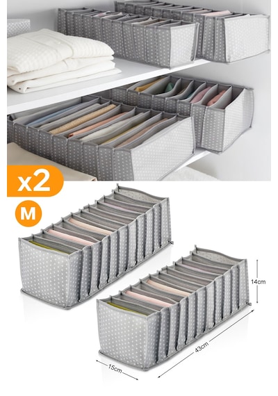 Serstil 2 Adet - 11 Gözlü Gri Benekli Çekmece İçi Düzenleyici Organizer Medium Diğer