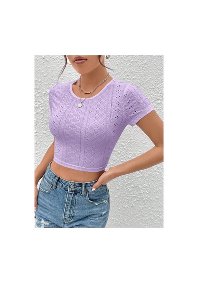Hımmelduf Lila Belden Bağlamalı Kısa Kollu Crop Bluz LİLA