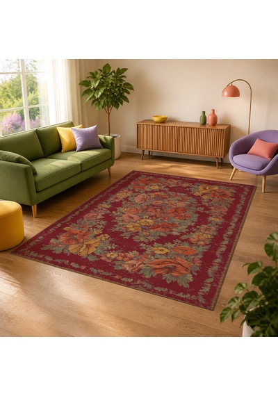 Kartela Halı Karabağ Halı Jüt Taban Dokuma Halı Bordo - 120 X 180 Cm