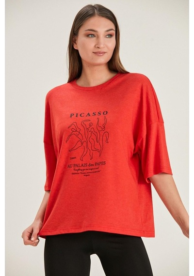 Alexandergardı Oversize Baskılı Kadın T-Shirt (B22-32000)