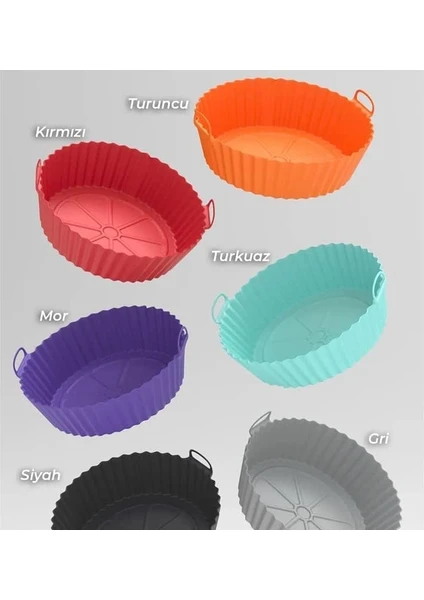 Güncelçarşı Yüksek Kallite Büyük Boy Xl Airfryer Silikon Pişirme Kabı Bpa Içermez Airfryer Silikon Pişirme Kağıdı, Yapışmaz Kolay Temizlenir, Air Fryer Kalıbı Mor