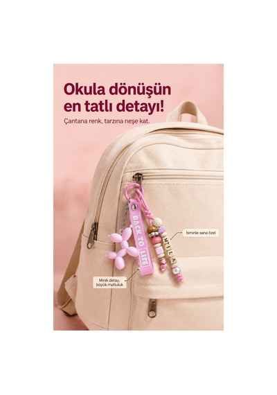 Genel Markalar Kişiye Özel Çanta Aksesuarı/isimlik Ahşap/charm Pembe Pembe
