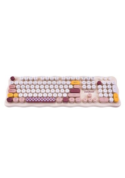 Everest Km-6287 Cookie Fildişi Kablosuz 2.4g + Bt Q Klavye + Mouse Set Optik