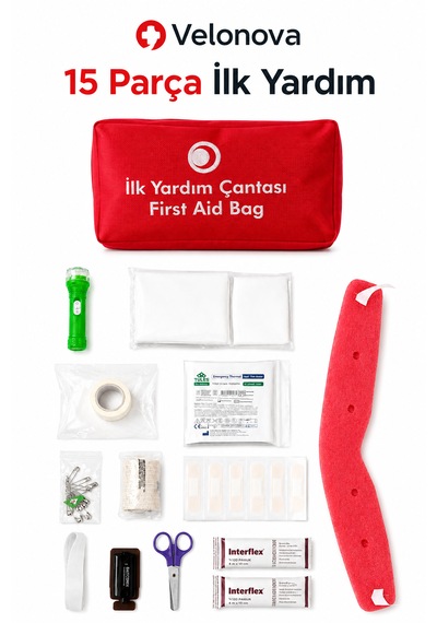 15 Parça İlk Yardım Çantası Araç, Ev Ve İş Yeri İçin Acil Yardım Seti