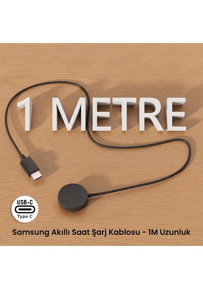 Caseonn Samsung Galaxy Watch 5 40mm Manyetik Type-c Hızlı Şarj Kablosu Siyah