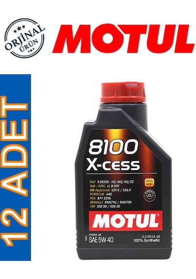 Motul 8100 X-Cess 5W-40 Motor Yağı 12 x 1 L