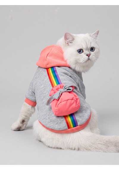Kemique Rainbow Kedi Sweatshirt Kapüşonlu Gökkuşağı Detaylı Kedi Kıyafeti Kedi Hoodie Kemique Rainbow Kedi Sweatshirt Kapüşonlu Gökkuşağı Detaylı Kedi Kıyafeti Kedi Hoodie
