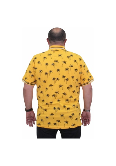 Starbattal Erkek Büyük Beden Polo Yaka Tişört Palm 24460 Sarı-Sarı