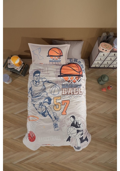 Clasy Tek Kişilik Nevresim Takımı Basketball Bej Bej