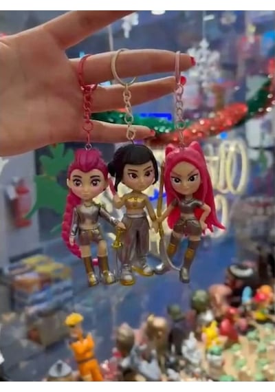 K-pop Demon Hunters Figür Anahtarlık Rumi Zoey Mira Modeli 1 Adet Açık Bej