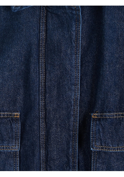 LC Waikiki Lcw Everyday İndigo Gömlek Yaka Kadın Jean Ceket Dark Rodeo
