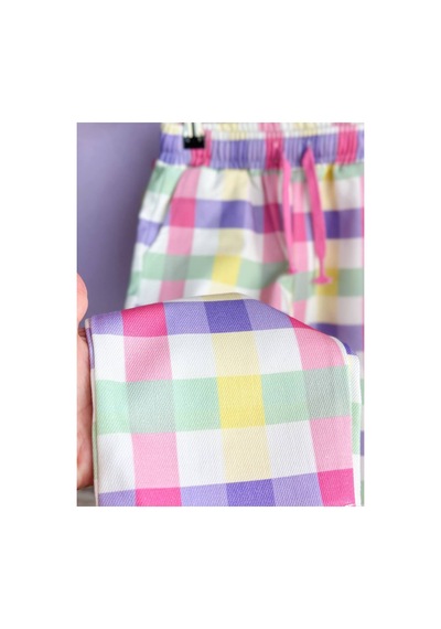 Toikids Kız Çocuk Desenli Sweatshırt Kareli Pantolon 2 Li Takım Çok Renkli