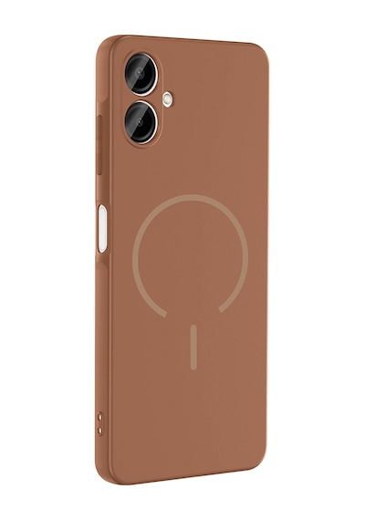 Samsung Uyumlu Galaxy A06 Kılıf Meta Lansman M-safe Kamera Korumalı İçi Kadife Yumuşak Renkli Süet Silikon Kahverengi