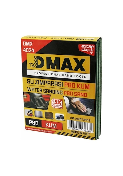 100 Adet P80 Kum - Kağıt - Su Zımparası - 230x280mm - Kullanım Boya - Metal - Ahşap - Oto 5047