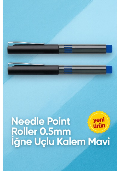 İğne Uçlu Roller Kalem 0.5 Mm Mavi 2'li Ekonomik Paket Mavi2
