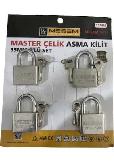 Master Çelik Asma Kilit 55 Mm 4 Lü Set