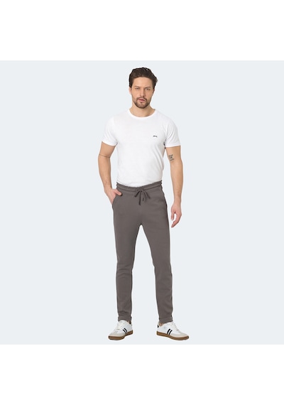 Slazenger BLAZEWAY Erkek Cepli Dar Paça Koyu Gri Eşofman Altı