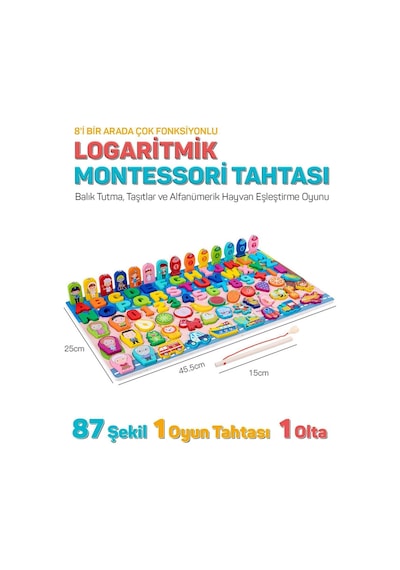 Montessori Tahtası 8'i Bir Arada Çok Fonksiyonlu Balık Tutma Ve Eşleştirme Macerası