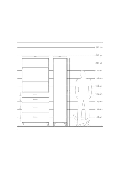 Arges Dolap 3 Raflı 4 Çekmeceli 88x30x221 Antrasit-antrasit Antrasit