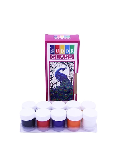 Cam Boyası 10 Renk 15 ML 1 Paket Cam Vitray Boyası Vitray Boya Seti 10 lu Çok Renkli