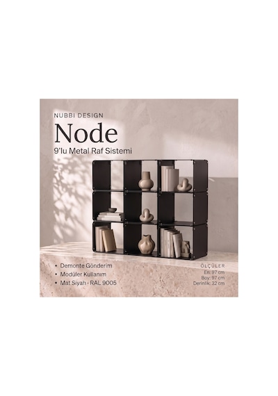 Node 9 Lu Modüler Metal Kitaplık 9 Bölmeli Küp Tasarım Dekoratif Raf Sistemi Siyah - 940105938 Siyah Node 9 Lu Modüler Metal Kitaplık 9 Bölmeli Küp Tasarım Dekoratif Raf Sistemi Siyah - 940105938 Siyah