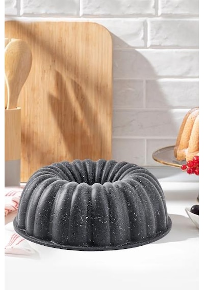 Eda Papatya 26 cm Döküm Granit Kek Kalıbı Gri