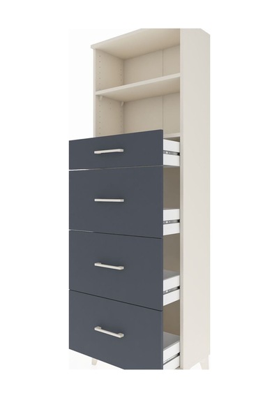Arges Dolap 2 Raflı 4 Çekmeceli 60x30x182 Aytaşı-antrasit Aytaşı